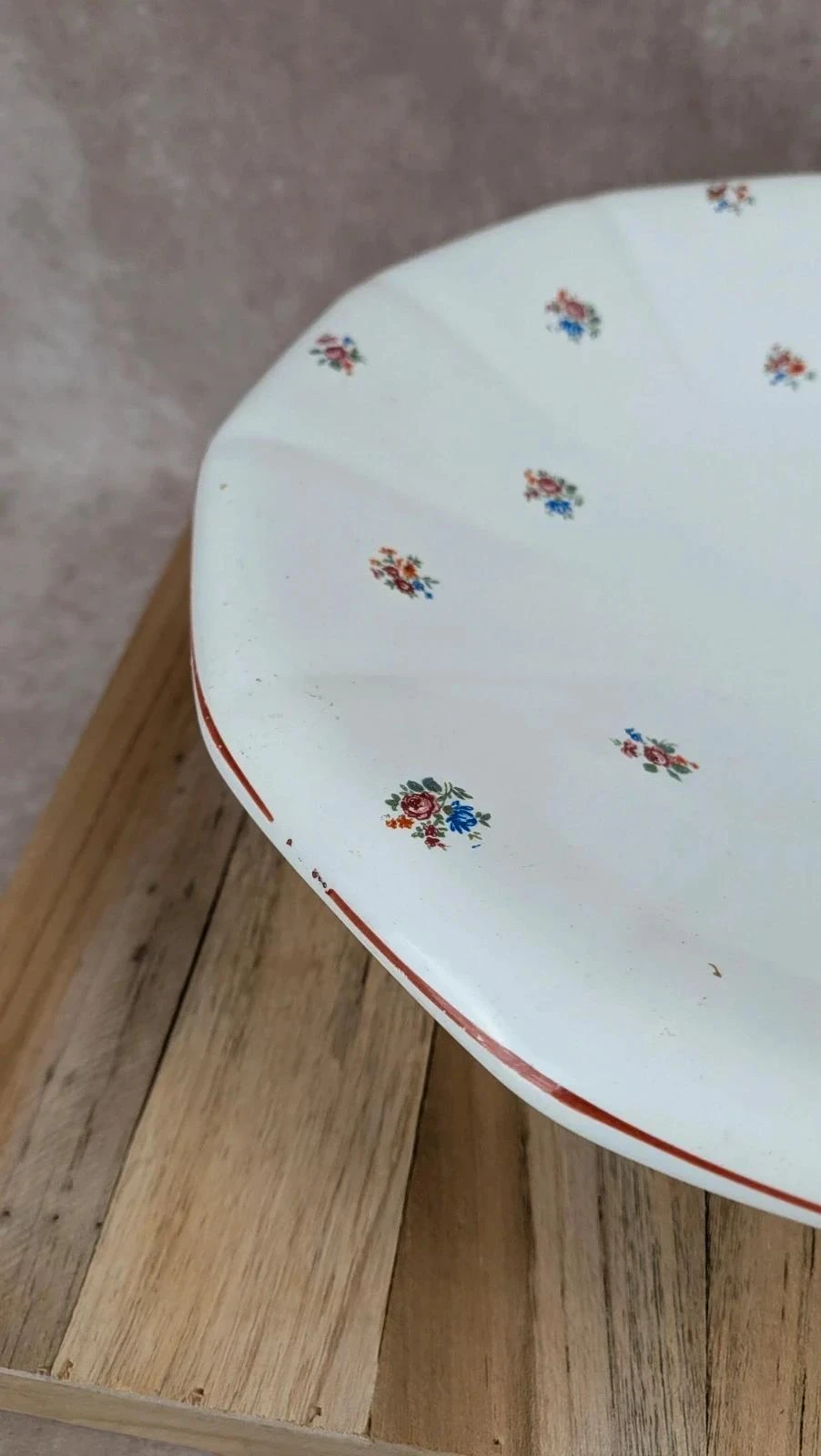 Ongeëvenaarde set Digoin Sarreguemines –borden & bloemige saladekom oud – photo 4